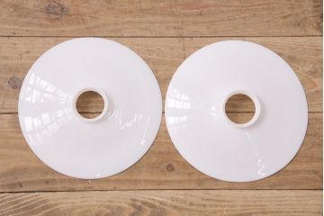 アンティーク照明　戦前　昔ながらの趣溢れる平笠シェードのペンダントライト2個セット(R-048799)