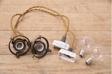 アンティーク照明　レトロな空間づくりにおすすめ!平笠シェードの吊り下げ照明2個セット(ペンダントライト、天井照明、電笠)(R-048800)