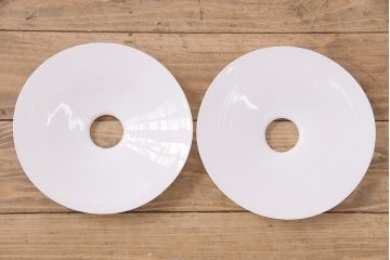 アンティーク照明　戦前　どこか懐かしさが漂う平笠シェードのペンダントライト2個セット(R-048801)