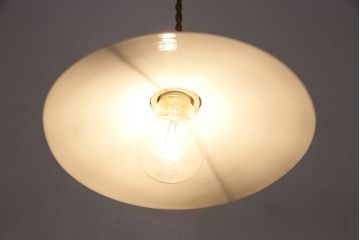 アンティーク照明　レトロな空間づくりにおすすめ!平笠シェードの吊り下げ照明(ペンダントライト、天井照明、電笠)(R-048803)