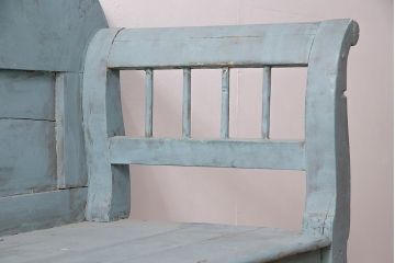 海外アンティーク　シャビーなペイントがお洒落なベンチ(長椅子、板座チェア)(R-048810)
