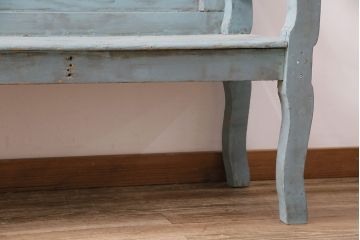 海外アンティーク　シャビーなペイントがお洒落なベンチ(長椅子、板座チェア)(R-048810)