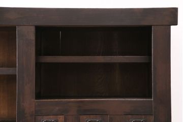 和製アンティーク　ヒノキ材　渋い和の雰囲気を醸し出す、明治大正期の水屋箪笥(重ね箪笥、食器棚、キャビネット、収納棚)(R-048812)