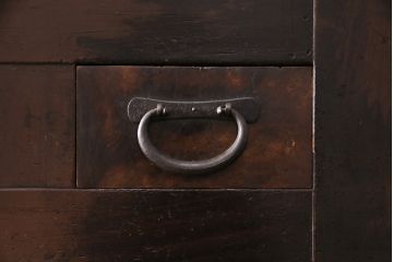 和製アンティーク　ヒノキ材　渋い和の雰囲気を醸し出す、明治大正期の水屋箪笥(重ね箪笥、食器棚、キャビネット、収納棚)(R-048812)