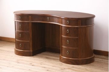 中古　極美品　DREXEL HERITAGE(ドレクセルヘリテイジ)　Cameo Classics(キャメオクラシックス)　高級感溢れるキドニーデスク(定価約170万円)(両袖デスク、机、在宅ワーク、在宅用ワークデスク)(R-048820)