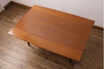北欧ヴィンテージ　デンマーク製　チーク材　レア品!4wayで使える便利なエレベーターテーブル(エクステンション、リフティング、ダイニング、センターテーブル、ビンテージ)(R-048823)