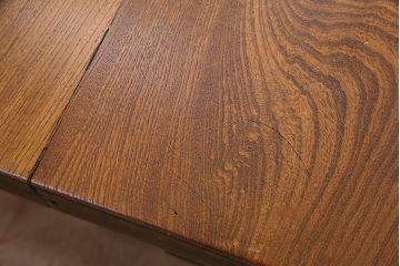 和製アンティーク　特大サイズ　総ケヤキ材　天板極厚!木の味わいが楽しめる引き出し付きの作業台(ダイニングテーブル)(R-048829)