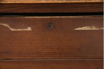 和製アンティーク　特大サイズ　総ケヤキ材　天板極厚!木の味わいが楽しめる引き出し付きの作業台(ダイニングテーブル)(R-048829)