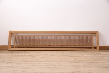 和製アンティーク　細やかな縦桟が美しいシンプルなデザインの筬欄間(オサランマ、明り取り、建具)(R-048834)