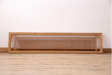 和製アンティーク　細やかな縦桟が美しいシンプルなデザインの筬欄間(オサランマ、明り取り、建具)(R-048834)