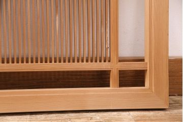 和製アンティーク　細やかな縦桟が美しいシンプルなデザインの筬欄間(オサランマ、明り取り、建具)(R-048835)