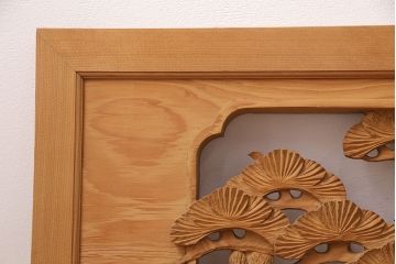 ビンテージ建具　昭和後期　インテリアとしてもおすすめ!躍動感ある彫りが見事な欄間(彫刻欄間、明り取り、建具)(R-048837)