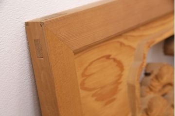 ビンテージ建具　昭和後期　インテリアとしてもおすすめ!躍動感ある彫りが見事な欄間(彫刻欄間、明り取り、建具)(R-048837)