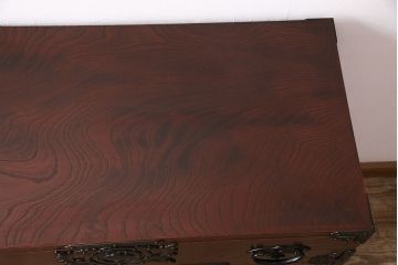 中古　岩谷堂箪笥　桜木家具店作　金具の細やかな意匠が魅力、重厚な佇まいの衣装箪笥(整理箪笥、和タンス、引き出し、チェスト)(R-048838)