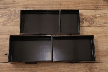 和製アンティーク　極美品　工芸家具　総漆塗り　独特の斑模様が目を引く高級品の小引き出し(小物収納、卓上収納、裁縫箱)(R-048839)