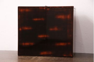和製アンティーク　極美品　工芸家具　総漆塗り　独特の斑模様が目を引く高級品の小引き出し(小物収納、卓上収納、裁縫箱)(R-048839)