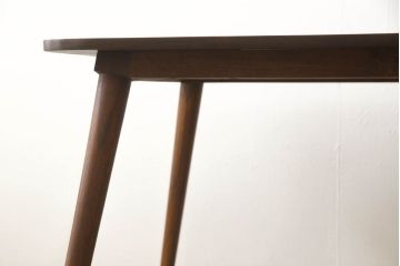 和製ヴィンテージ　脚ニレ材・脚先真鍮　シンプルなデザインが取り入れやすいダイニングテーブル(コーヒーテーブル、カフェテーブル、ビンテージ)(R-048840)
