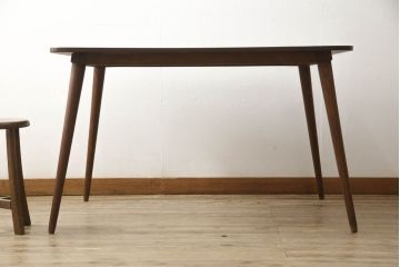 和製ヴィンテージ　脚ニレ材・脚先真鍮　シンプルなデザインが取り入れやすいダイニングテーブル(コーヒーテーブル、カフェテーブル、ビンテージ)(R-048840)