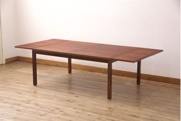 ヴィンテージ家具　デンマーク製　ローズウッド材　作業台としてもおすすめ!シンプルなデザインのバタフライテーブル(ローテーブル、センターテーブル、ビンテージ)(R-048841)