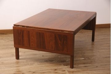 ヴィンテージ家具　デンマーク製　ローズウッド材　作業台としてもおすすめ!シンプルなデザインのバタフライテーブル(ローテーブル、センターテーブル、ビンテージ)(R-048841)