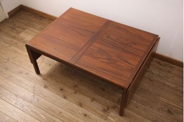 ヴィンテージ家具　デンマーク製　ローズウッド材　作業台としてもおすすめ!シンプルなデザインのバタフライテーブル(ローテーブル、センターテーブル、ビンテージ)(R-048841)