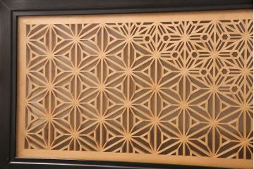 和製アンティーク　ディスプレイにもおすすめ!3種の文様が楽しめる組子欄間(建具、明り取り、明かり取り)(R-048843)