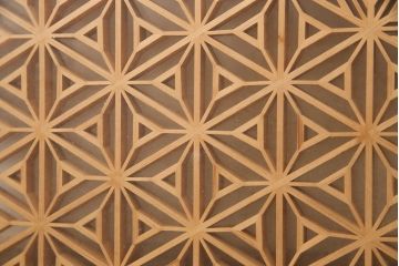 和製アンティーク　ディスプレイにもおすすめ!3種の文様が楽しめる組子欄間(建具、明り取り、明かり取り)(R-048843)