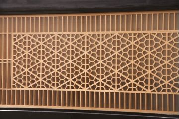 和製アンティーク　緻密な幾何学模様が美しい組子欄間(建具、明り取り、明かり取り)(R-048845)