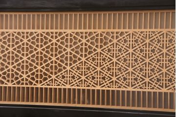 和製アンティーク　緻密な幾何学模様が美しい組子欄間(建具、明り取り、明かり取り)(R-048845)