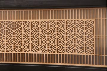 和製アンティーク　緻密な幾何学模様が美しい組子欄間(建具、明り取り、明かり取り)(R-048845)