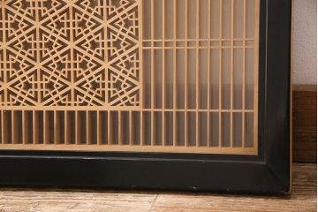 和製アンティーク　緻密な幾何学模様が美しい組子欄間(建具、明り取り、明かり取り)(R-048845)
