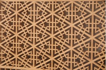 和製アンティーク　緻密な幾何学模様が美しい組子欄間(建具、明り取り、明かり取り)(R-048845)