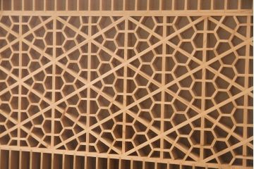 和製アンティーク　緻密な幾何学模様が美しい組子欄間(建具、明り取り、明かり取り)(R-048845)