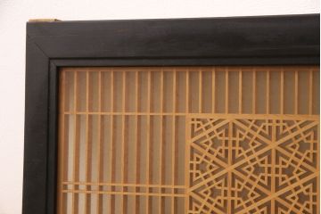 和製アンティーク　緻密な幾何学模様が美しい組子欄間(建具、明り取り、明かり取り)(R-048845)