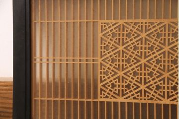 和製アンティーク　緻密な幾何学模様が美しい組子欄間(建具、明り取り、明かり取り)(R-048845)