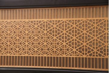 和製アンティーク　緻密な幾何学模様が美しい組子欄間(建具、明り取り、明かり取り)(R-048845)