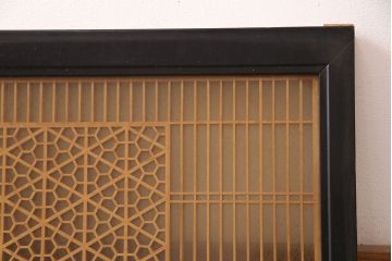 和製アンティーク　緻密な幾何学模様が美しい組子欄間(建具、明り取り、明かり取り)(R-048845)