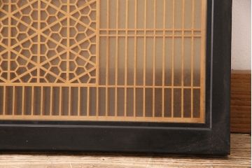 和製アンティーク　緻密な幾何学模様が美しい組子欄間(建具、明り取り、明かり取り)(R-048845)