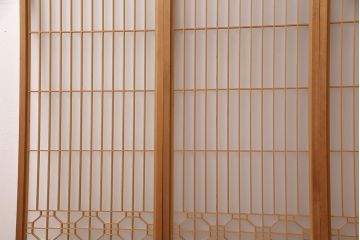 アンティーク建具　片面ガラス　和モダンな雰囲気づくりにおすすめの組子入り書院戸4枚セット(窓、引き戸、ガラス戸)(R-048850)
