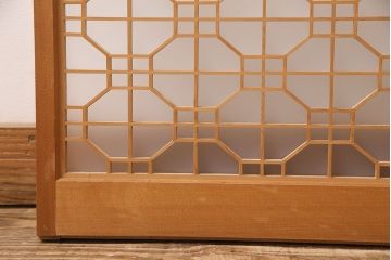 アンティーク建具　片面ガラス　和モダンな雰囲気づくりにおすすめの組子入り書院戸4枚セット(窓、引き戸、ガラス戸)(R-048850)
