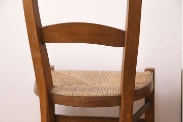 【簡易リペア限定品】イギリスアンティーク　ビーチ材　編み座面のフレンチチャーチチェア2脚セット(椅子、ダイニングチェア、イス)(R-048852)