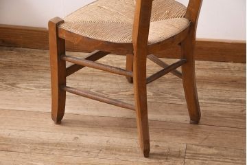 【簡易リペア限定品】イギリスアンティーク　ビーチ材　編み座面のフレンチチャーチチェア2脚セット(椅子、ダイニングチェア、イス)(R-048852)