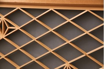 和製アンティーク　麻の葉紋様の組子が品の良さを高める欄間(建具、明り取り、明かり取り)(R-048855)