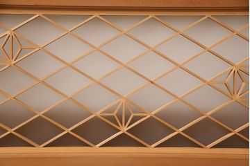 和製アンティーク　麻の葉紋様の組子が品の良さを高める欄間(建具、明り取り、明かり取り)(R-048855)