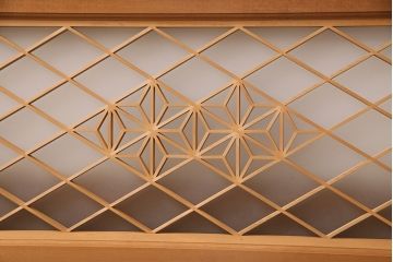 和製アンティーク　麻の葉紋様の組子が品の良さを高める欄間(建具、明り取り、明かり取り)(R-048855)