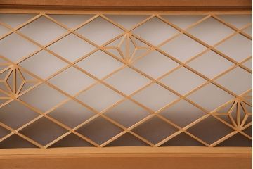 和製アンティーク　麻の葉紋様の組子が品の良さを高める欄間(建具、明り取り、明かり取り)(R-048855)