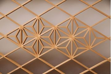 和製アンティーク　麻の葉紋様の組子が品の良さを高める欄間(建具、明り取り、明かり取り)(R-048855)