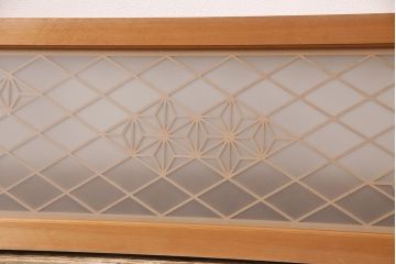 和製アンティーク　麻の葉紋様の組子が品の良さを高める欄間(建具、明り取り、明かり取り)(R-048855)