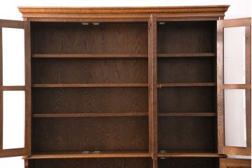 和製ヴィンテージ　三越家具　カントリーハウス　洋風家具　イギリスカントリースタイルのような温かみのある空間にぴったりの重ね食器棚(キャビネット、収納棚、ブルージュ、ビンテージ)(R-048859)