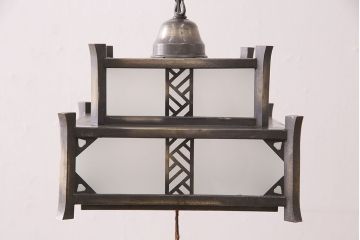 和製アンティーク　昭和初期　シャビーな質感がかっこいい!ノスタルジックな雰囲気が漂う天井照明(吊り下げ照明、ペンダントライト、電笠)(R-048869)